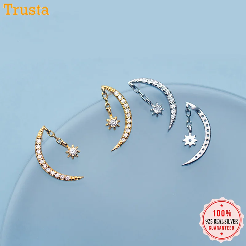 Женские серьги гвоздики из кубического циркония Trusta натуральной серебряной