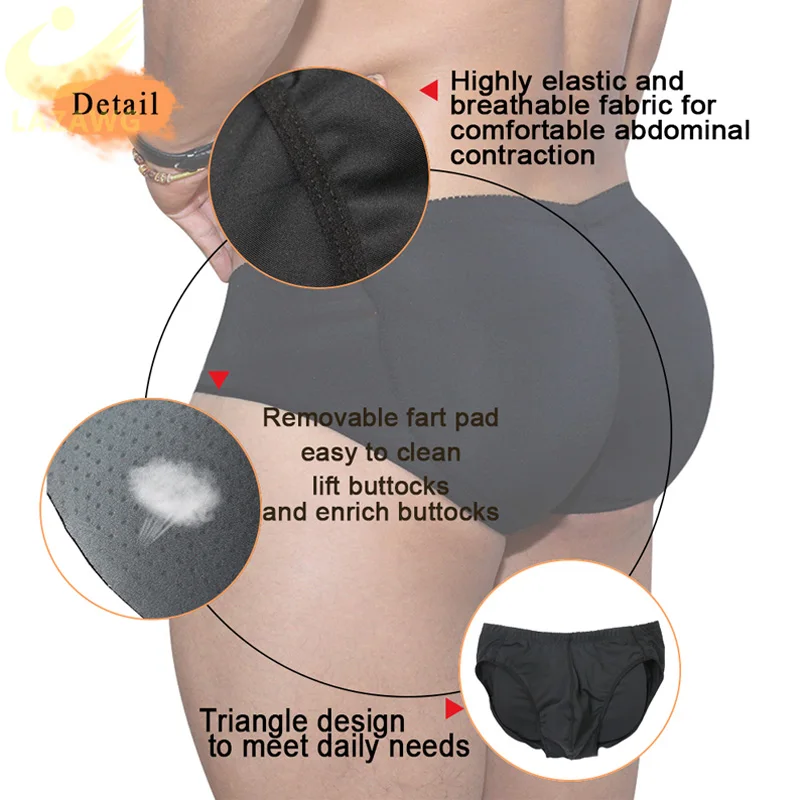 LAZAWG Mens Shaper Padded  Hip Enhancer Slimming Underwear Fake Buttocks Shapewear Butt Lifter Shorts Booty Padding Panties