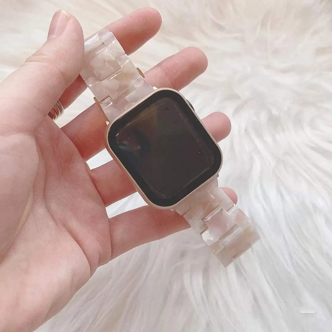 

Resin band For Apple Watch Band 41mm 45mm 42mm 38mm 44mm 40mm strap Replacement Correa For iWatch Series 7 6 SE 5 4 3 2Bracelet