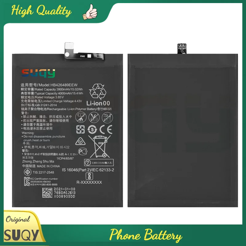

Replacement Battery for Honor V20 Honor Play 4T Pro 4000mAh HB426489EEW Bateria for huawei Enjoy 10S y8p honor 30i Batterie