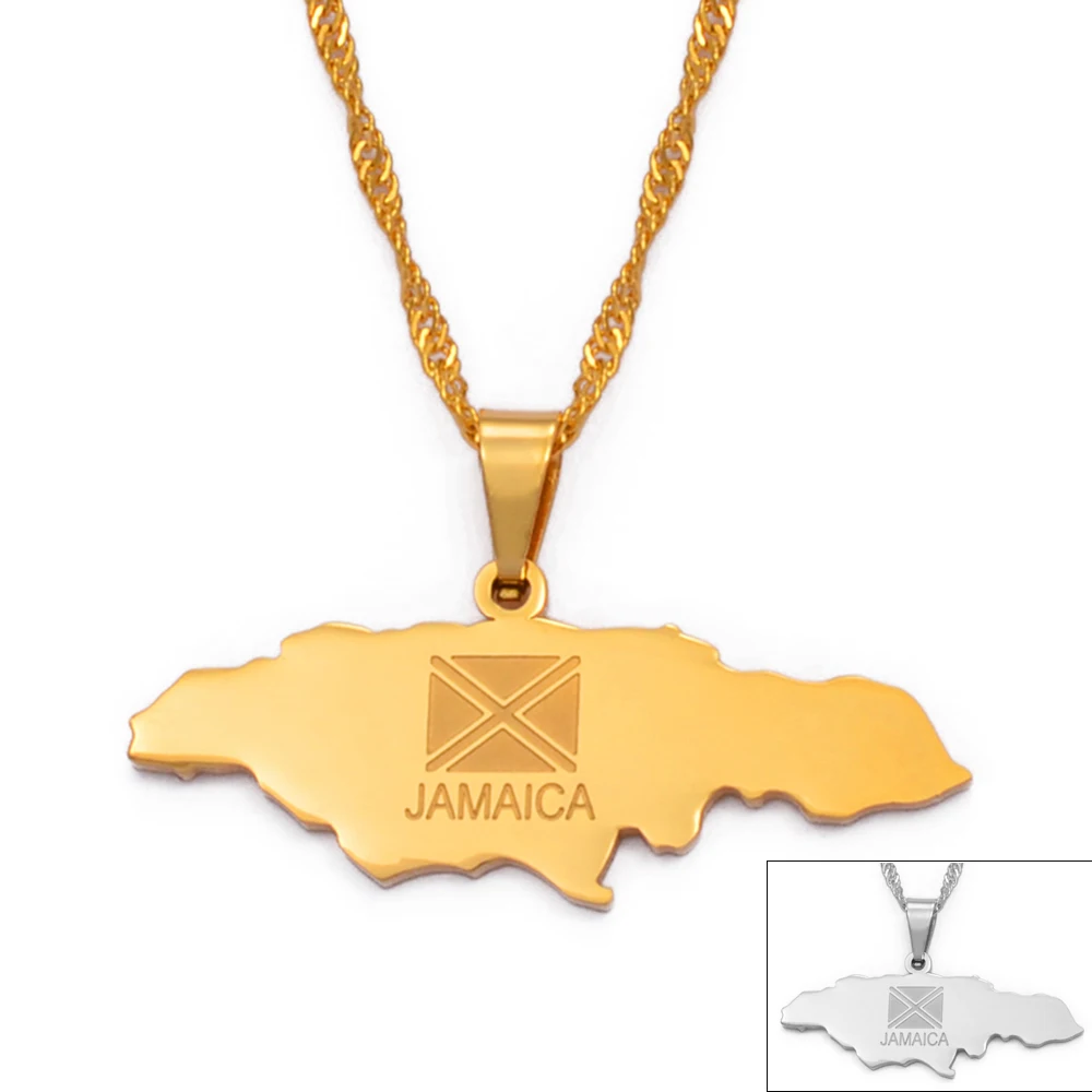 Anniyo Ямайка карта кулон ожерелье ювелирный серебристый цвет/цвет золота