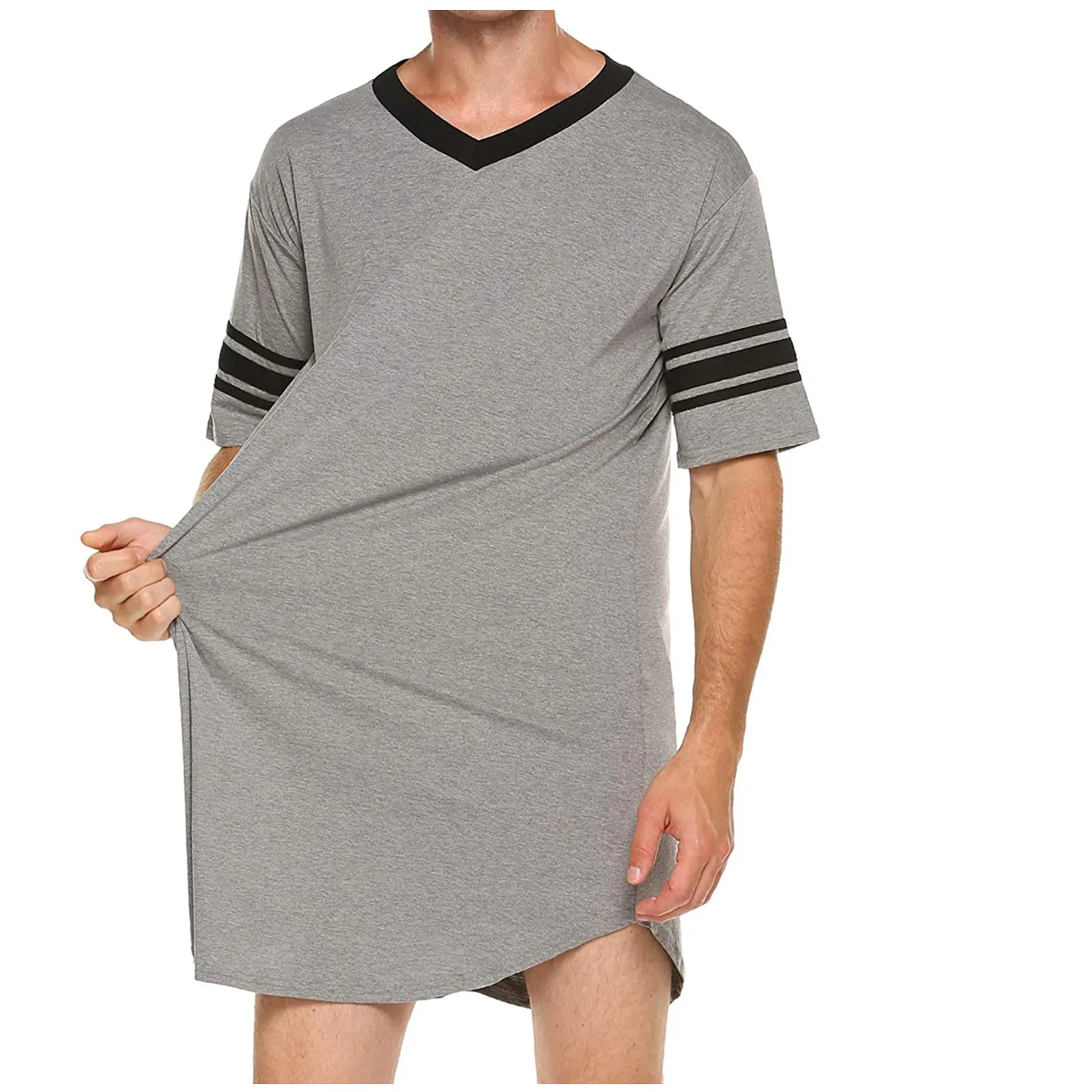 

Long Style Pajama Set for Male Plus Size Homewear Leisure Short Sleeve Shirt Elastic High Quality Casual Sleepwear Clothing Men