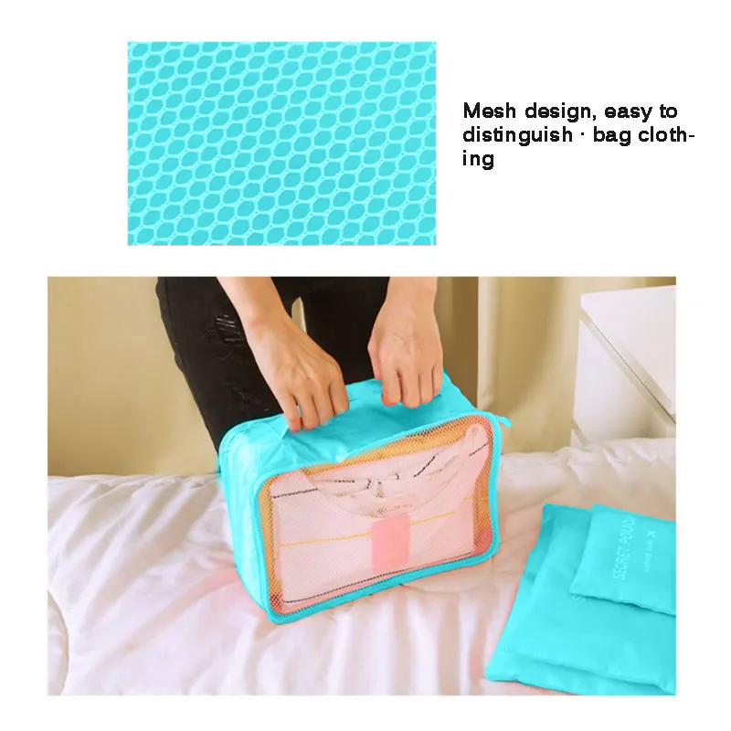 Синяя/Розовая дорожная сумка для хранения 6 комплектов одежды чемодан Женская