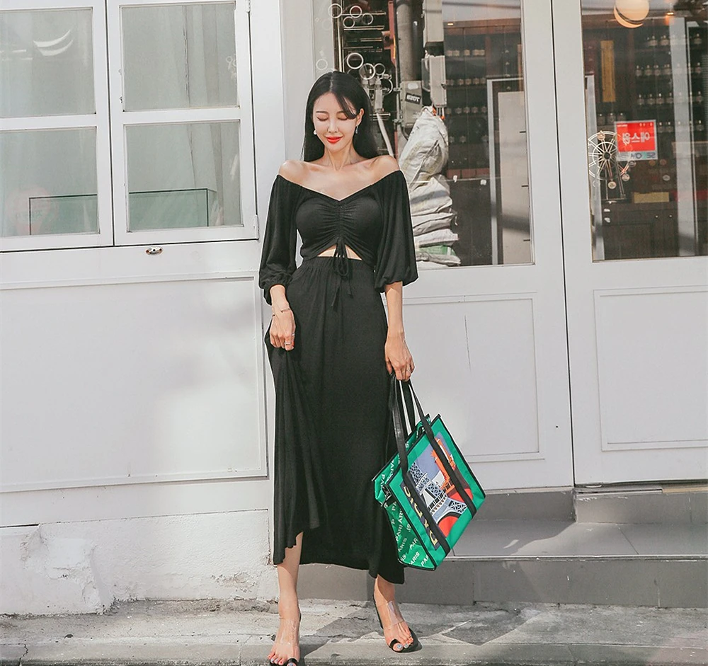 Новинка весна лето корейское женское длинное пикантное платье без бретелек с
