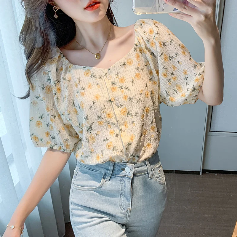 

Korean Fashion Women Button Up Shirt Elegant Women Chiffon Blouses Woman White Shirts Blusas Mujer De Moda Women Tops