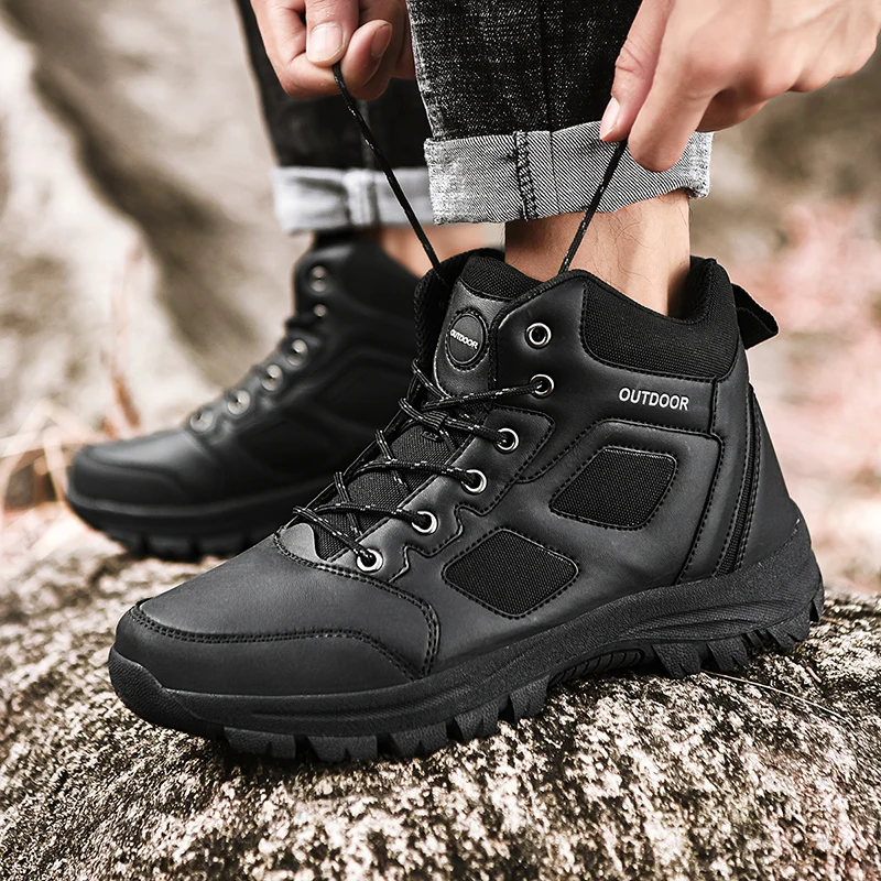

New High Quality Boots Genuine Leather Men Luxury Casual Shoes Fashion Winter Warm Boots for Men Military Tactical Boots