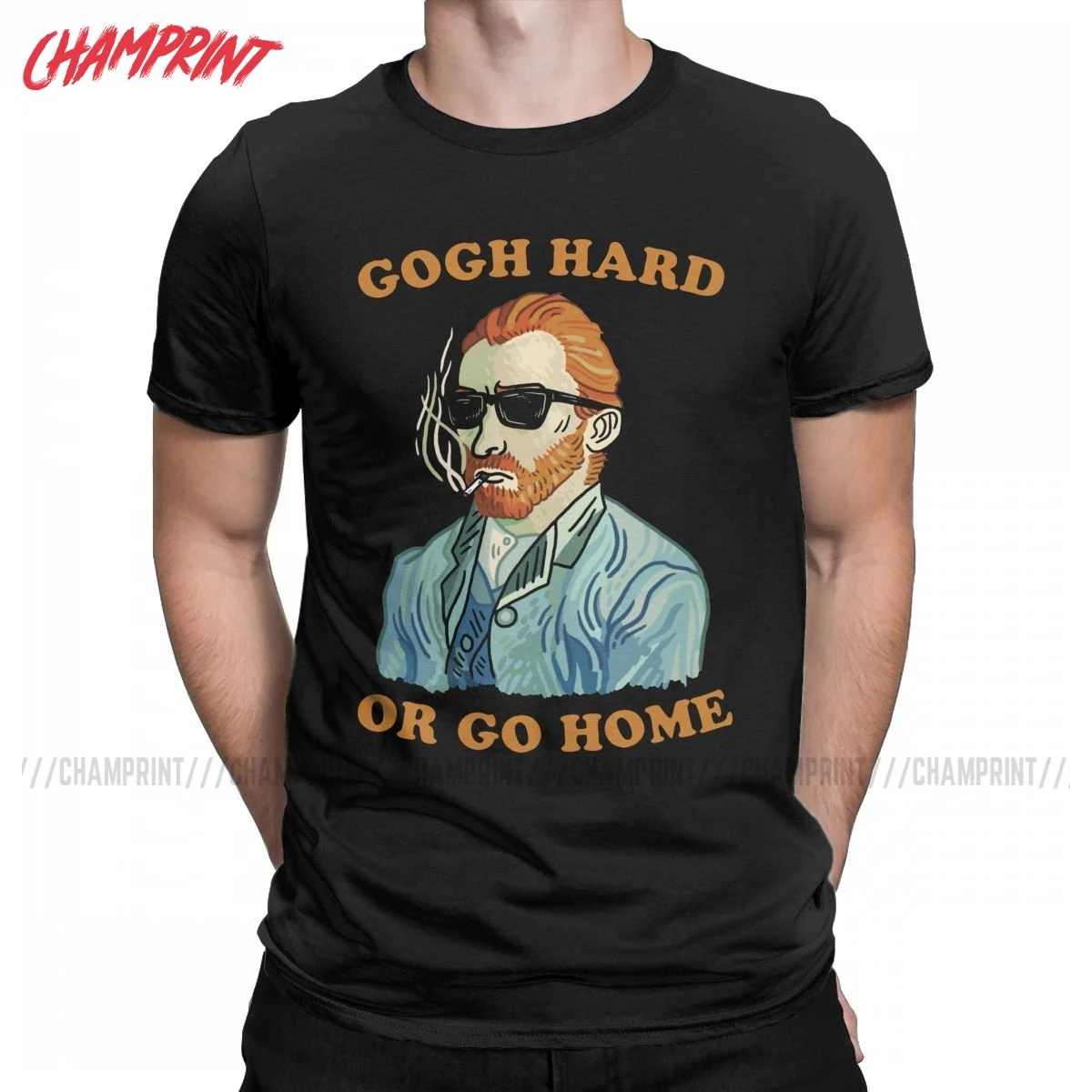 Мужские футболки Gogh Hard Or Home Забавные с Винсентом Ван Гогом из чистого хлопка