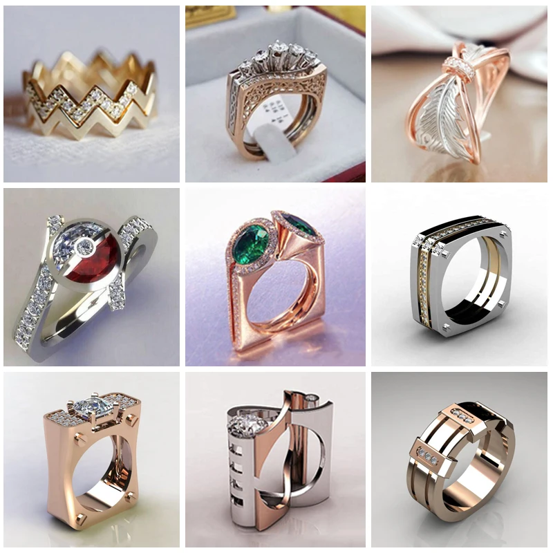 Новые модные двухцветные кольца Стразы с геометрическим узором современные