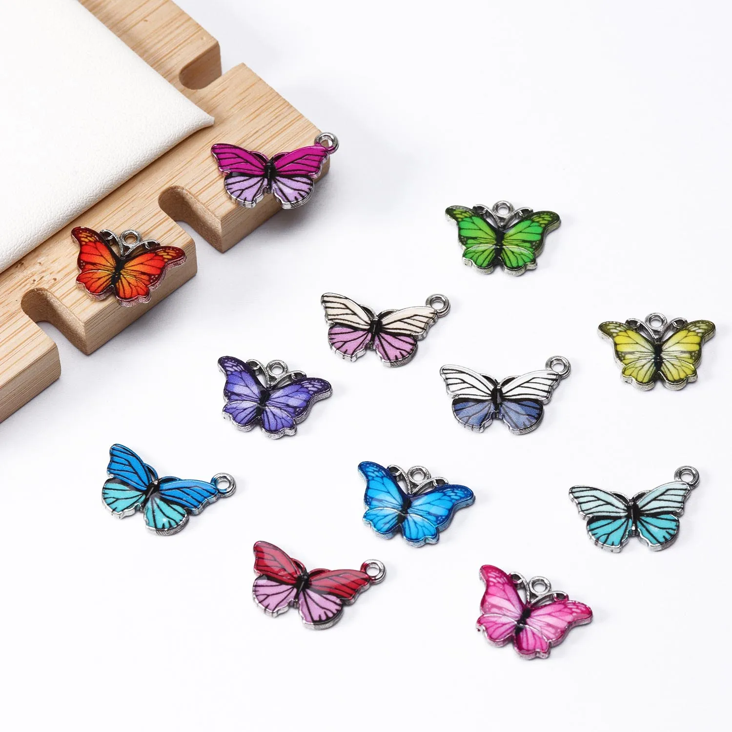 10 подвеска кусочки в виде бабочки кулон с разноцветным маслом форме капли для