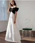Черно-белое свадебное платье размера плюс для женщин атласное платье трапециевидной формы пол Длина Милая Свадебные платья высокого качества в простом