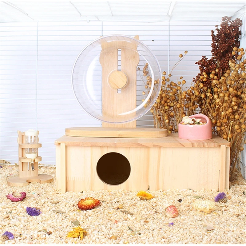 

G5AB Hamster Wooden House Detachable Roof Small Pets Hideout for Dwarf Hamster Cage Accessories Easy to Clean Habitat Decor