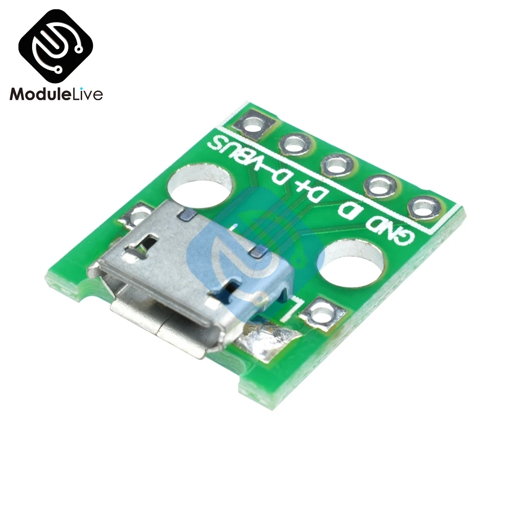 2,54 мм, Micro-USB для DIP адаптер 5pin женский Разъём b Тип PCB конвертер Pinboard 2,54 мм