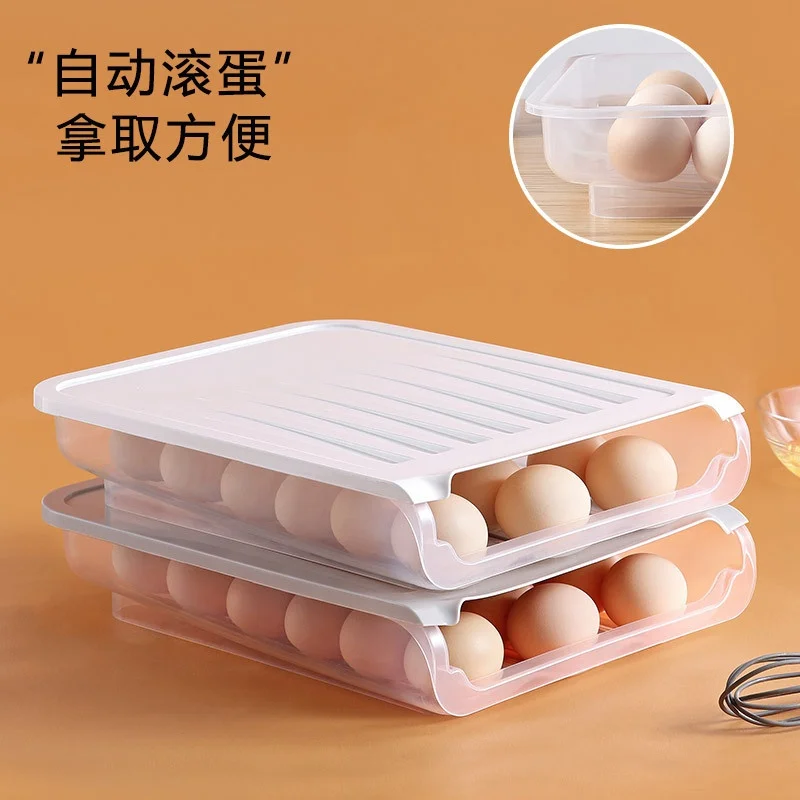 Automatic Sliding Refrigerator Egg Storage Box with Lid Plastic Transparent Duck | Дом и сад