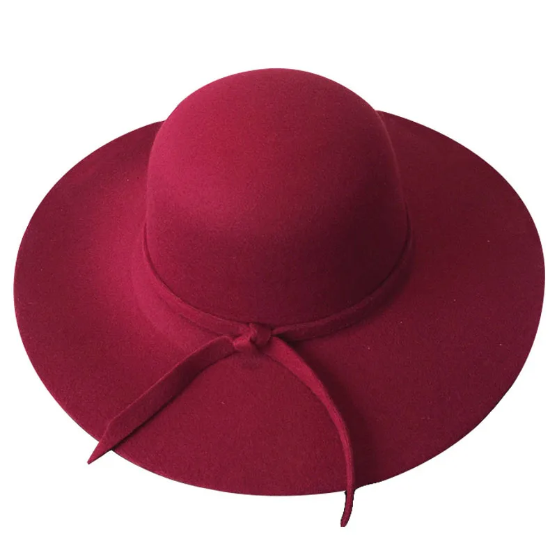 H2-Wine red Пользовательская зимняя Имитация шерсти Солнцезащитная пляжная шляпа Персонализированная вышивка Название тестовый Логотип для женщин Большие Полями шапки для девочек женские шапки - Цвет: H2-Wine red