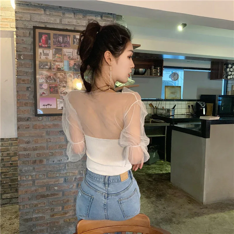 Летние футболки для женщин вязаная футболка Сетчатая в стиле пэчворк женские с