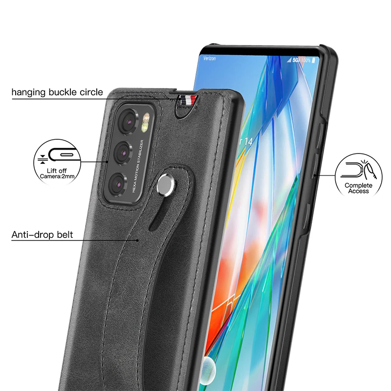 hand band case for lg wing wrist strap phone holder stand luxury coque pu leather back cover fundas for lg wing accessories free global shipping