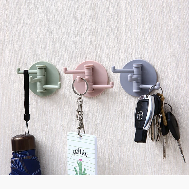 Многофункциональный бесшовный вращающийся крючок с 3 ветвями настенный для