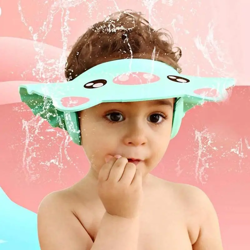 

Cute Baby Shampoo Cap With Cartoon Funy Pattern Kids Baby Ship Cap Bath Adjustable Drop Waterproof Infant Shower G4V4