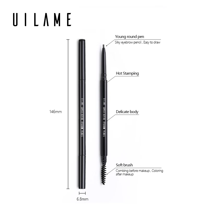 Супер тонкий карандаш для бровей и кисть водостойкая стойкая черная коричневая