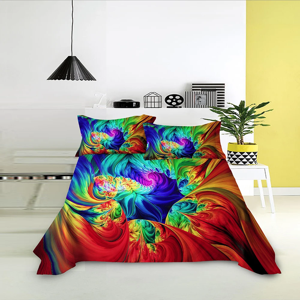 3D ослепляющая плоская простыня удобное постельное белье с мраморным узором