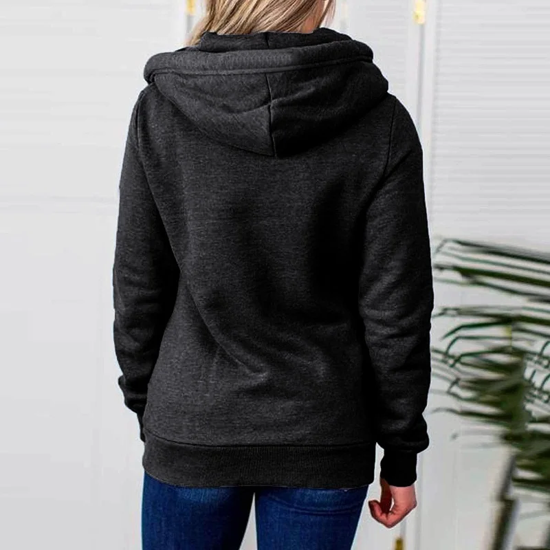 

2020 Winter Side Zipper Drawstring Hooded Sweatshirt Women Autumn Long Sleeve Harajuku Hoodie Casual Solid Pockets Tops Pullover