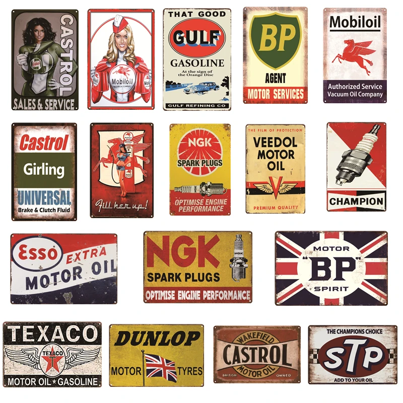Castrol моторная масляная металлическая жестяная вывеска винтажная Esso BP STP Texaco