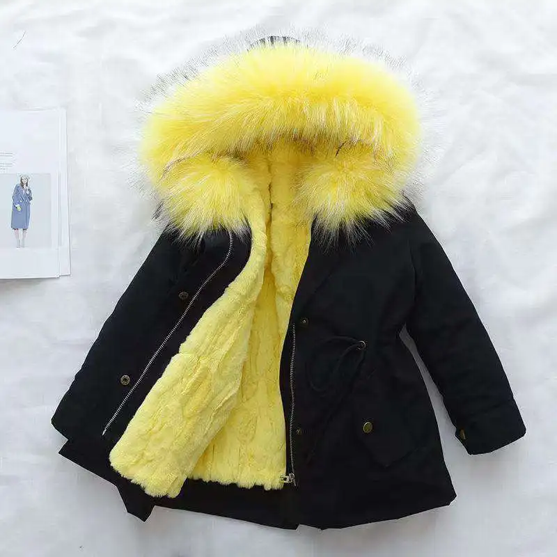 Детская верхняя одежда модная зимняя куртка с регулируемой талией и меховым