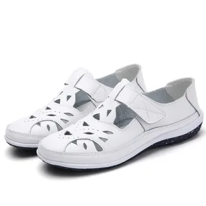 Сандалии женские в римском стиле, спилок, мягкая подошва, повседневные, на плоской подошве, с вырезами, SH072301, размера плюс