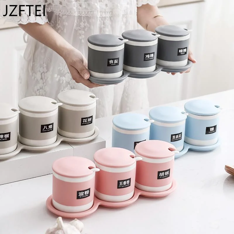 

Nordic Style Solid Ceramic Cuisine Seasoning Tank Together With Salt Shaker Pepper Spice Jar Kitchen Accessories Food Container