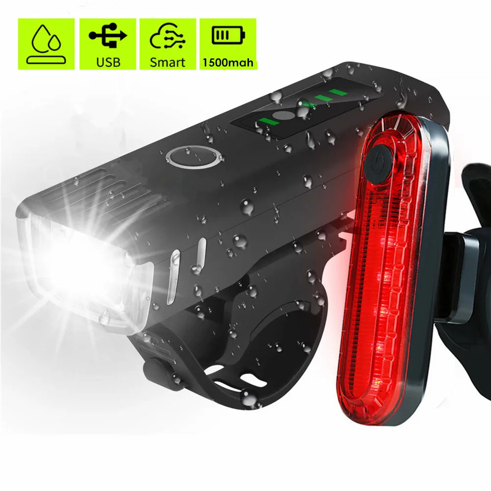 Фсветильник передний велосипедный со встроенным датчиком освещения зарядкой от