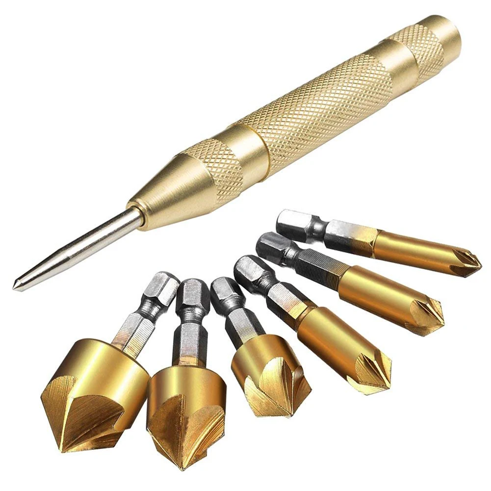 

6mm-19mm Drilling HSS Woodworking 90 Degree Countersink Chamfer Shank Durable Drill Bit 7Pcs Woodworking Tool Accessory