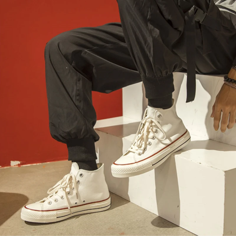 Spring/Autumn Classic Men's Vulcanize Shoes Fashion Sneakers High Top Canvas Breathable Men Unisex Zapatos De Hombre | Обувь