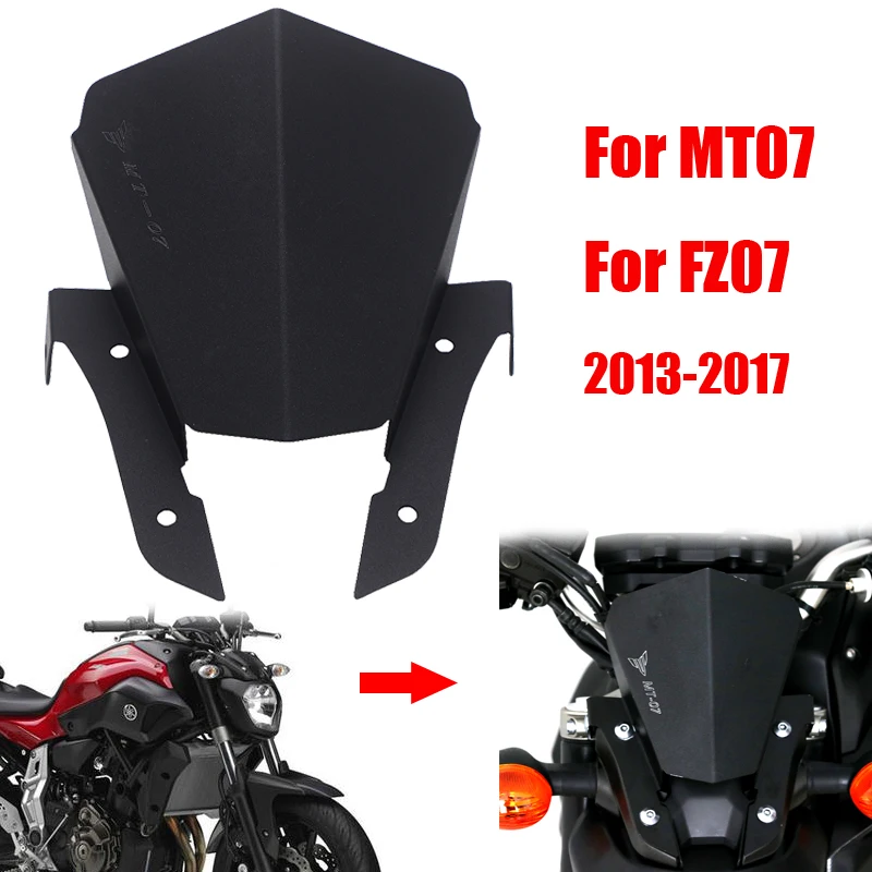 

Мотоцикл лобовое стекло алюминиевый черный ветровое стекло для YAMAHA MT07 MT-07 MT 07 FZ07 FZ-07 FZ07 2013-2017