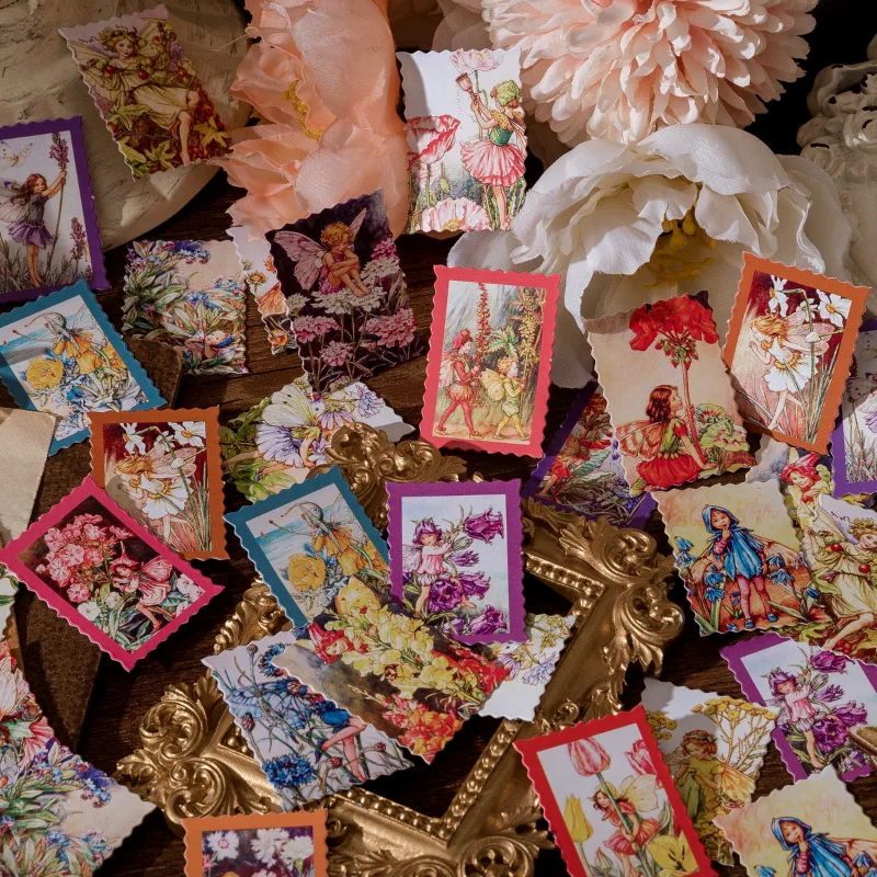 

46 Pcs/box Cute Vintage Flower Fairy Paper Stickers Diary Decoration Diy Scrapbooking Label Seal Sticker Stationery