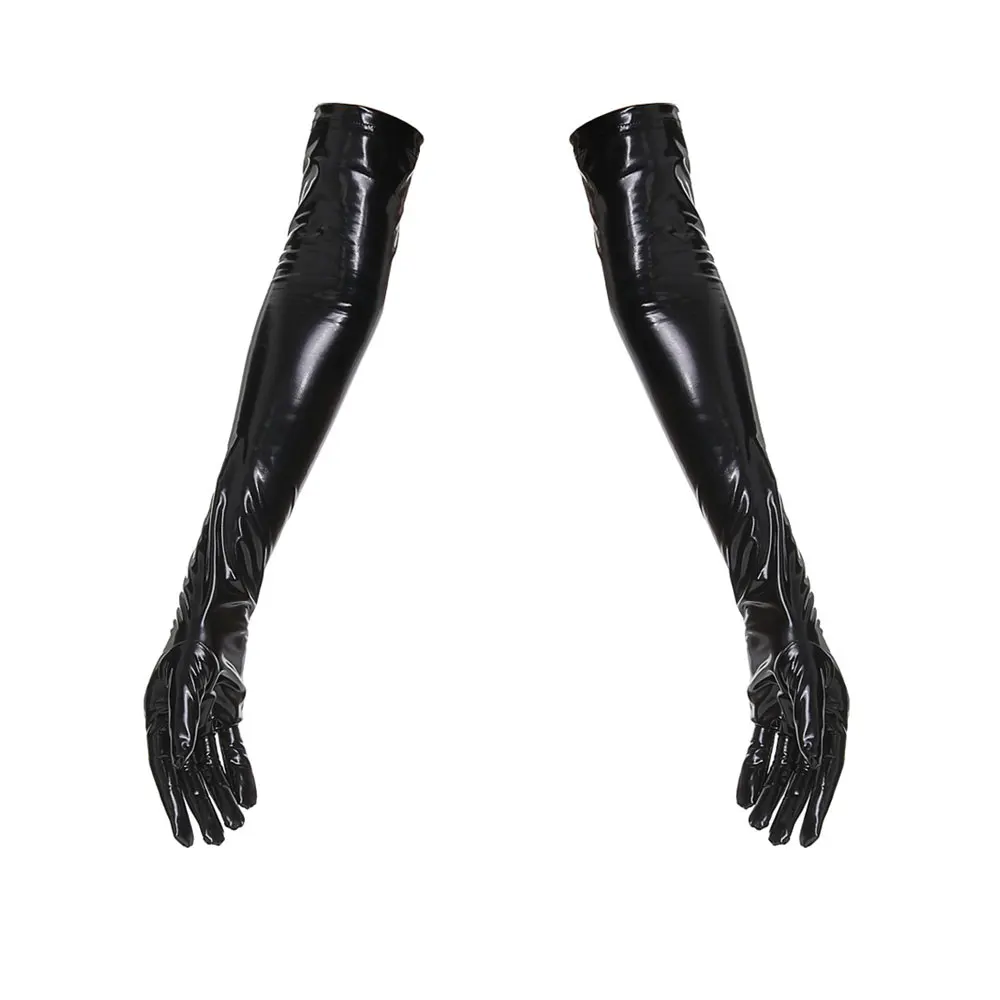 Sexy Women Shiny Faux Leather Latex Long Gloves PU PVC Full Fingers Elbow Glove Hip-pop Jazz Outfit Mittens Cosplay Accessory F2 images - 6