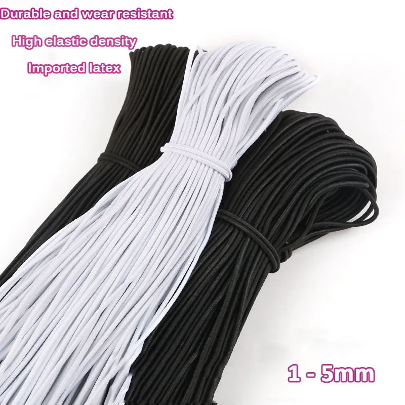 Оптовая продажа 1 мм/2 мм/3 мм белые/черные круглые эластичные резиновые ленты