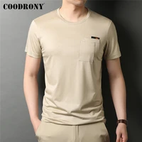 coodrony brand summer new arrival fashion pocket short sleeve t shirt men high quality soft fabric cool tee top clothing c5212s