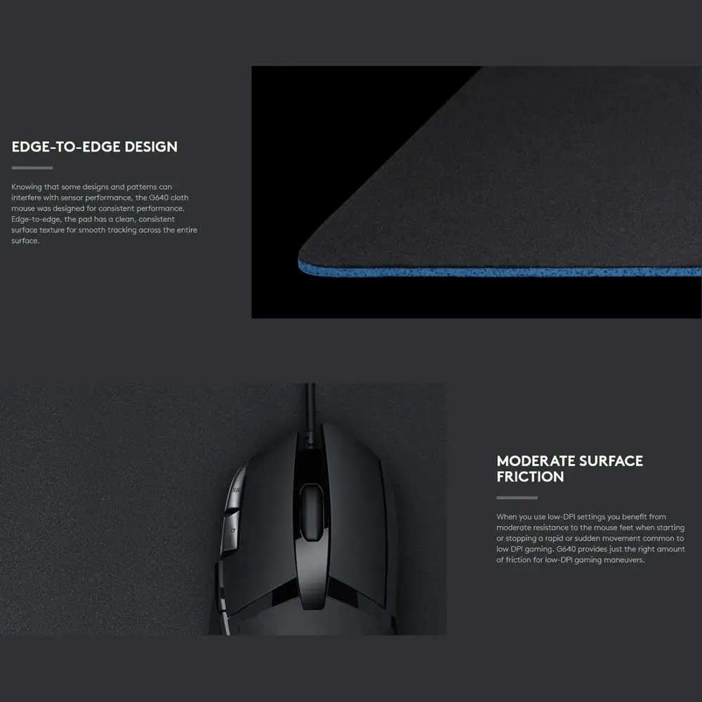 

Logitech G640 Original Mouse Pad wide range Cloth Soft E-sport Gaming rubber Mouse Pad 460x400x3mm.