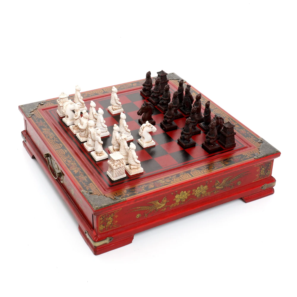 Classic Chinese Terracotta Warriors Wooden Chessboard Puzzle Cartoon Characters Chess Board Game Teenager Adult Birthday Gift | Спорт и