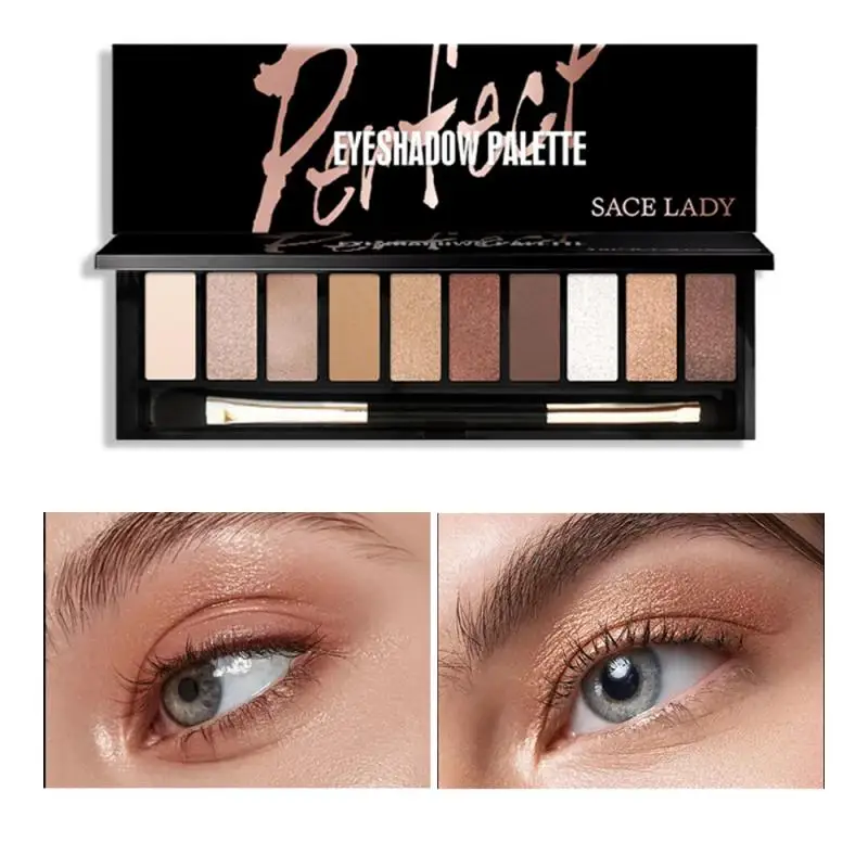 

Eyeshadow Palette 10 Color Makeup Tray Matte Pearlescent Fine Flash Long Lasting Waterproof Sweat-proof Non-smudge TSLM1