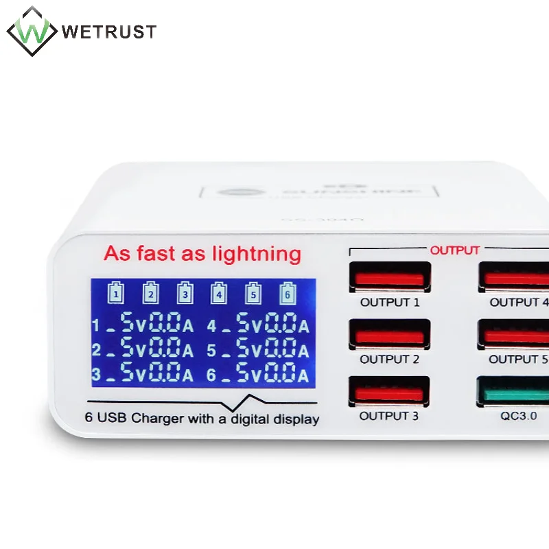 SUNSHINE SS 304Q 6 портов USB быстрая зарядка 3 0 цифровой дисплей Быстрая устройство для