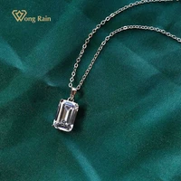 wong rain 925 sterling silver emerald cut created moissanite gemstone wedding 812mm pendent necklace fine jewelry wholesale