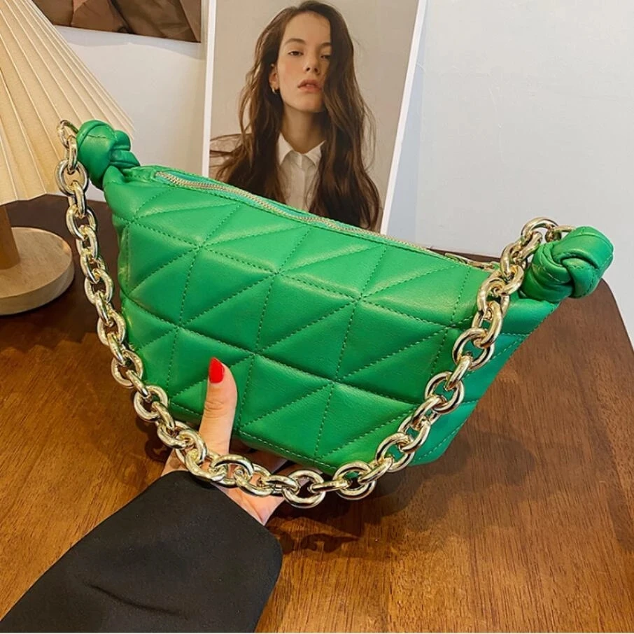 

Half Month Underarm Bag 2021 Fashion New High-quality PU Leather Women's Designer Handbag Luxury Brand Chain Shoulder Bags