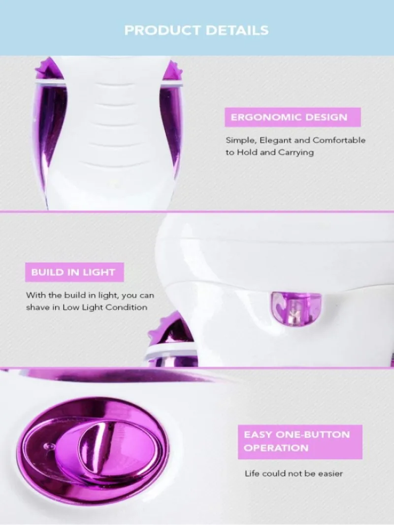 

Hair Epilator Shaver Razor Trimmer for Women -Rechargeable Hair Remover- Painless Machine for Facial Bikini Leg Arms Body Lips