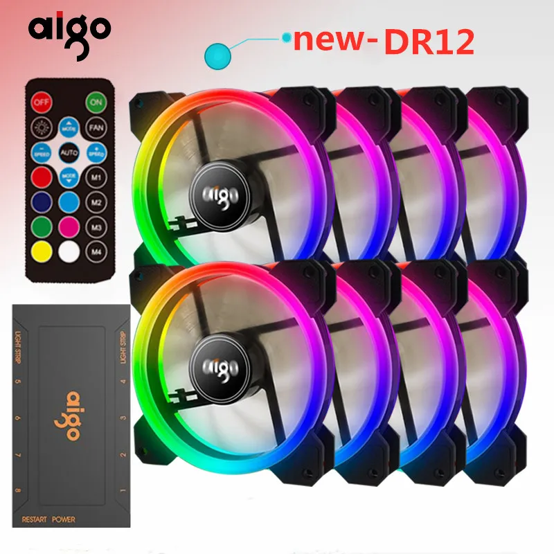 Aigo DR12 чехол для компьютера PC охлаждающий вентилятор светильник RGB регулируемый светодиодный 120 мм тихий+ ИК пульт дистанционного управления кулер вентилятор светодиодный светильник s Ламповые полосы