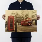 AIMEER лондонская красная автобусная и телефонная будка Ретро ностальгическая крафт-бумага плакат для кафе бар украшение для дома сердечник 51x36 см