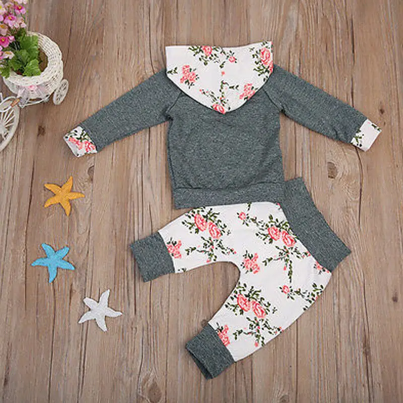 Baby Girls Hoodie Tops Girl Floral Pants Toddler Leggings Clothes Kids Outfit Set