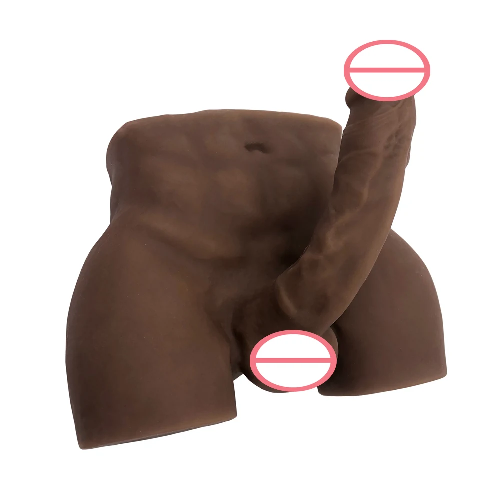 Супер мускулистая полностью силиконовая Мужская Черная наполовину тела