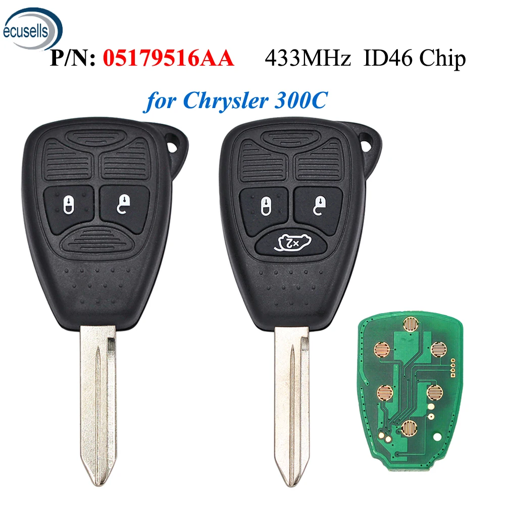 Пульт дистанционного управления 2/3 Кнопка 433 МГц с чипом ID46 для Chrysler 300C Sebring PT Cruiser