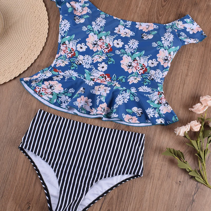 

Swimwear Plus Size Swimsuit Floral Ruffled Swimsuit Bikini Breifs High Waist Bikini Swimwear Women Bikini Set For Swimming Pool